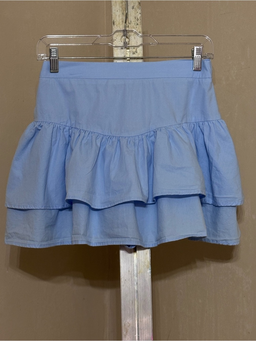 TCEC Light Blue Tiered Ruffle Mini Skort Skirt Size M Poplin